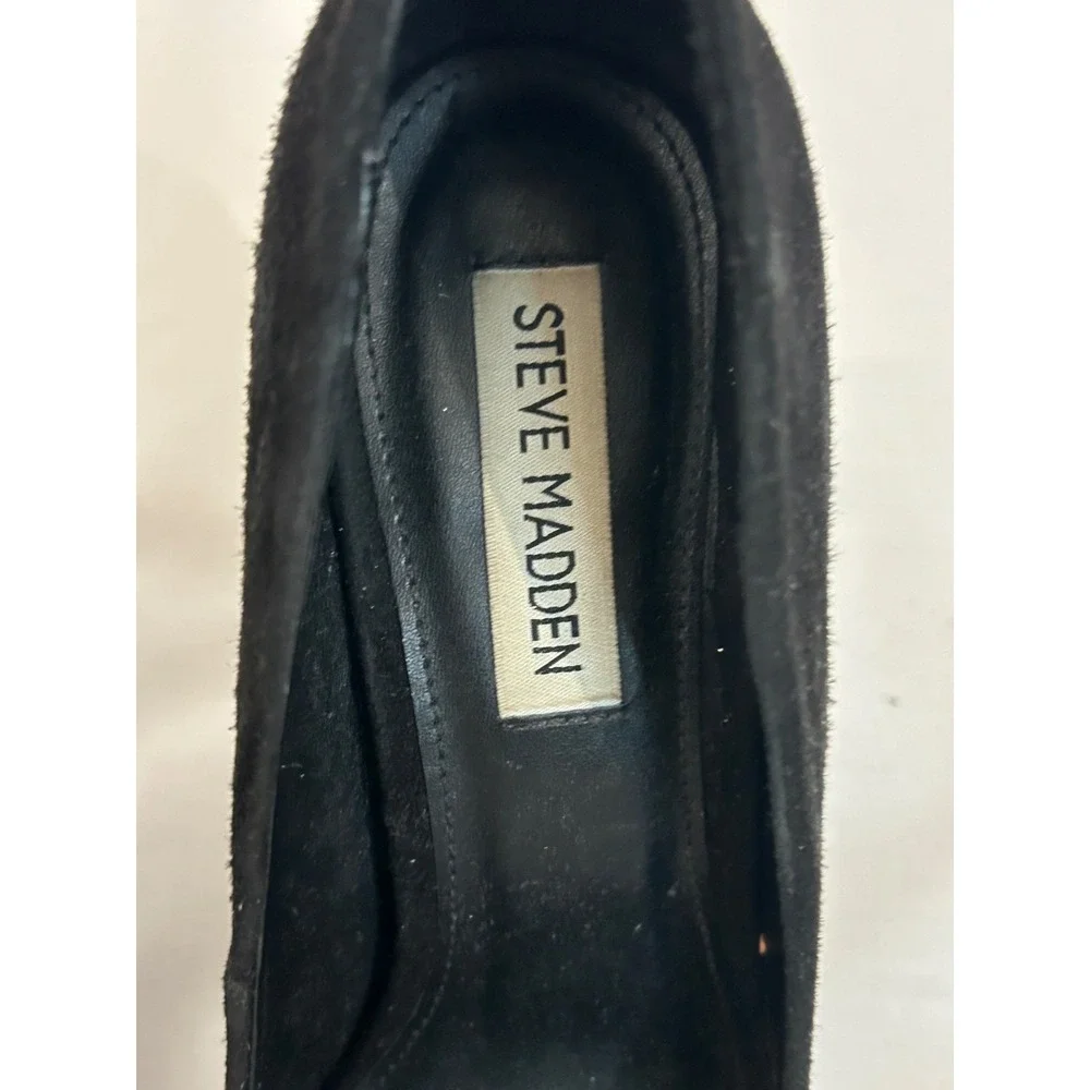 Steve Madden Daisie Black  Suede Pointed Toe Stiletto Pumps Heels Party 6.5M